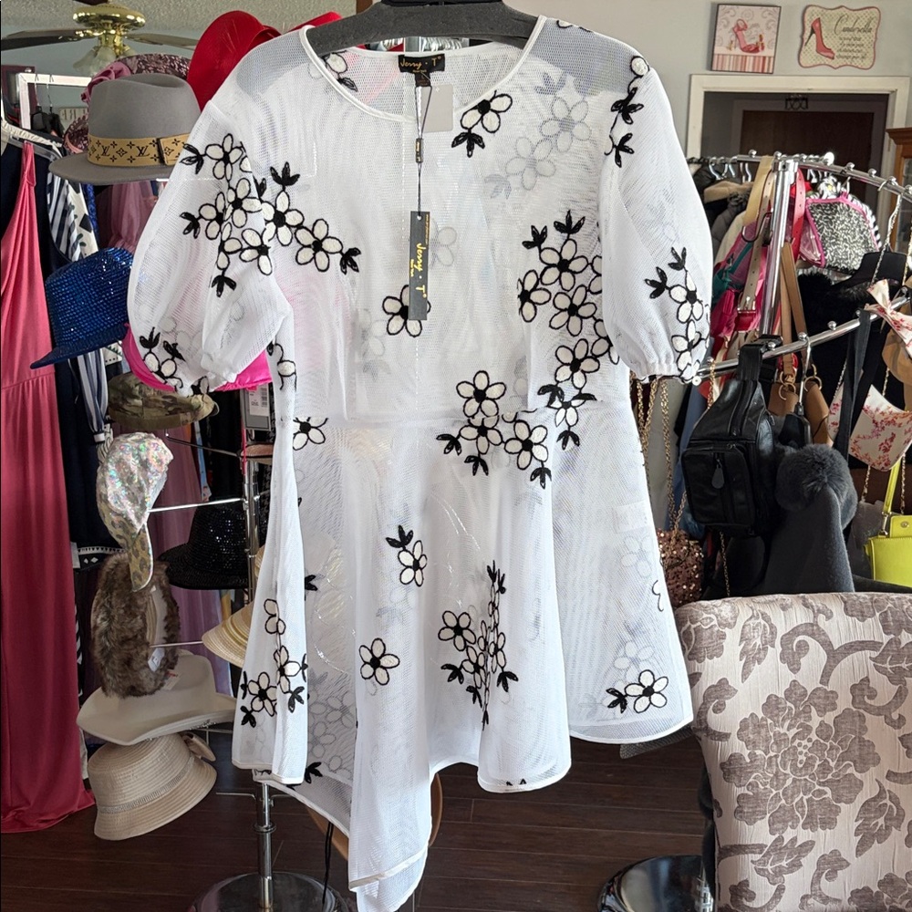 Floral Embroidered White Top